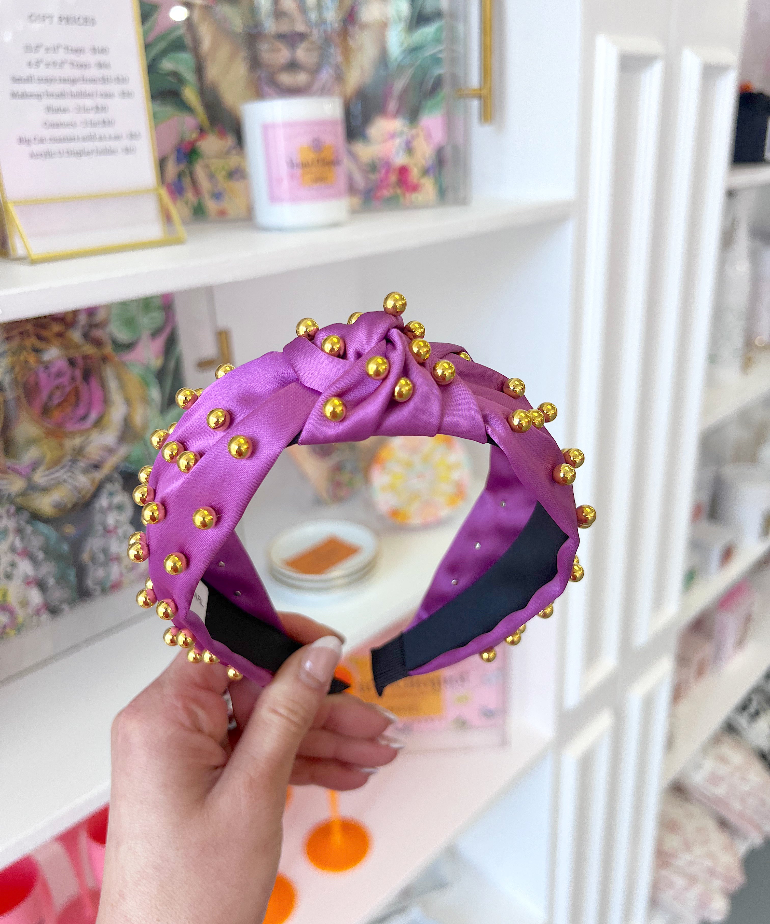 PURPLE AND GOLD PEARL HEADBAND