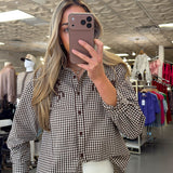WF HORSE PLAID BUTTON UP TOP