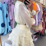 IVORY TIE MIDI RUFFLE SET