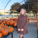 Espresso Boat Neck Tiered Ruffle Dress