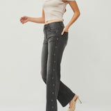 Risen Black Mid Rise Star Detail Jeans