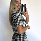 BLACK GINGHAM PLAID TOP + MINI SKIRT SET