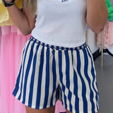 BLUE & WHITE STRIPED SHORTS