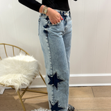 LBK STAR MID RISE STRIGHT DENIM PANTS
