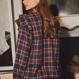 Black Plaid Front Blouse