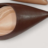 Brown Pointed Kitten Slingback Heel