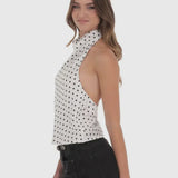 POLKA DOT HALTER SATIN TOP