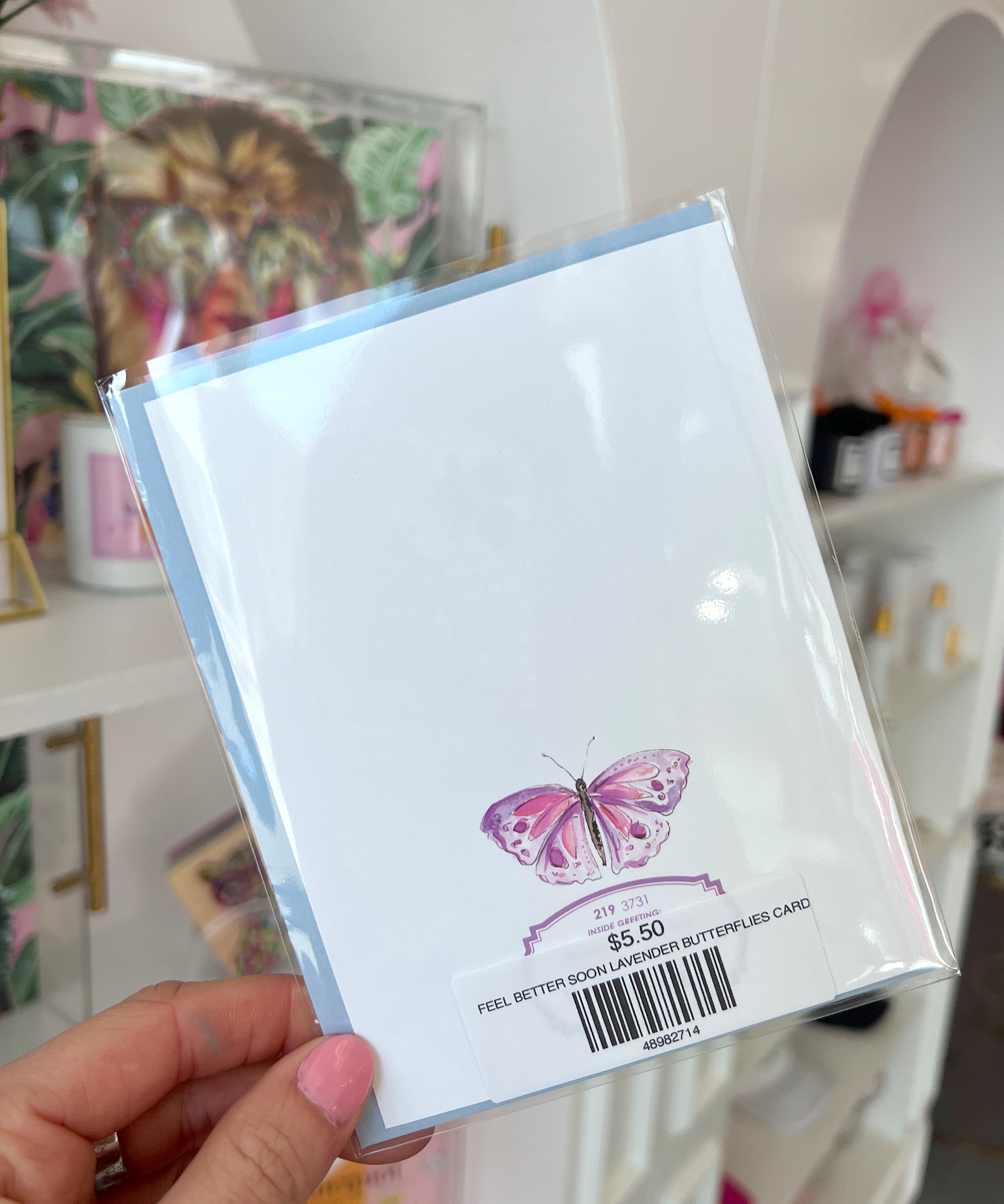 FEEL BETTER SOON LAVENDER BUTTERFLIES CARD