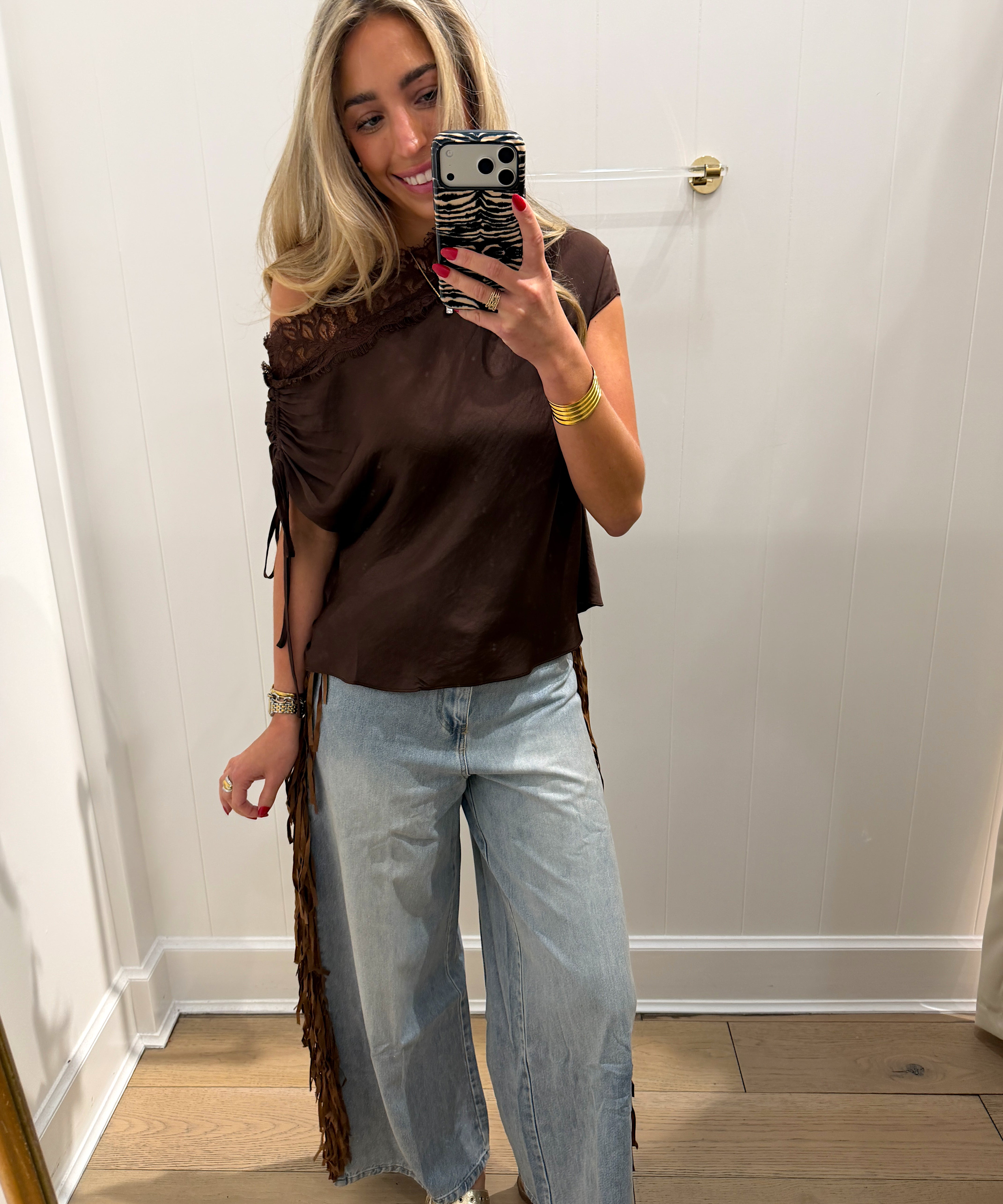 LBK BROWN FRINGE PANTS