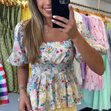YELLOW TEXTURED FLOWY SKIRT