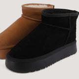 Black Chic Leather Mini Fur Boots