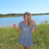 Black Gingham Mini Tie Dress