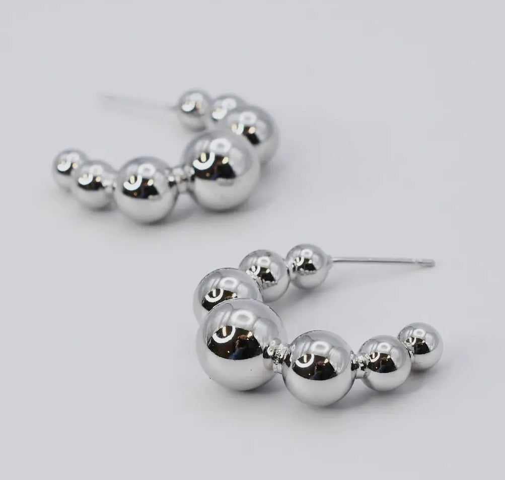 SILVER BUBBLE HOOP EARRING