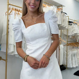 WHITE SHIMMER JACQUARED MINI DERSS