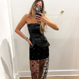 BLACK PLEATHER STRAPLESS TOP