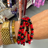 RED + BLACK BEADED BRACELET STACKS