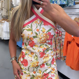 FLORAL HALTER LACE DRESS