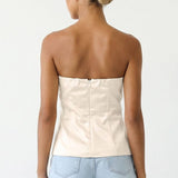 Tailored Long Satin Tube Top: Light Tan / S-M-L(3-2-1)