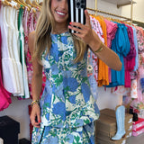 WILLA FLORAL MAIZE JACQUARED SLEEVELESS TOP / SKIRT