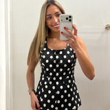 BLACK & WHITE POLKA DOT LINEN ROMPER