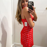 RED HEARTTHROB MINI DRESS