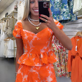 ORANGE FLORAL JACQUARD SET