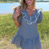 Black Gingham Mini Tie Dress