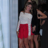 Red High Wast Bow Detail Skirt