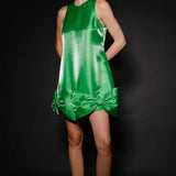 Green Metallic Bow Mini Dress