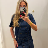 LBK DENIM A LINE ASYMMETRIC BUTTON SET