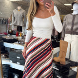 WF FALL DIAGONAL STRIPE MAXI SKIRT