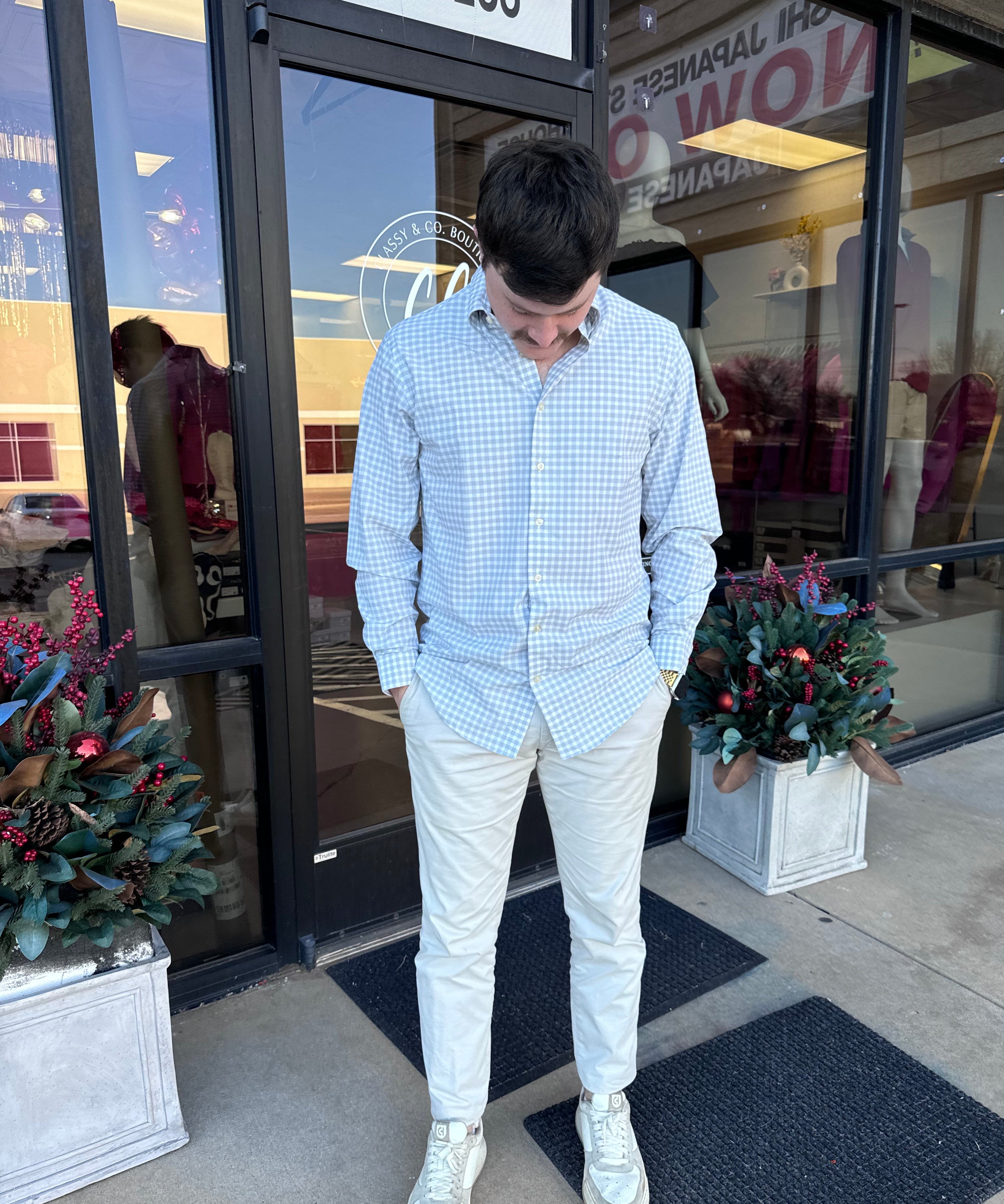 HORN LEGEND GREY CHECKERED BUTTON DOWN
