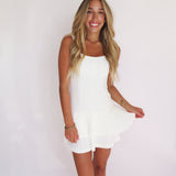 WHITE RUFFLE HEM MINI ROMPER