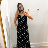 BLACK & CREAM POLKA DOT MAXI DRESS