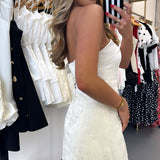CREAM HOUR GLASS BOW MINI DRESS
