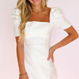 WHITE SHIMMER JACQUARED MINI DERSS