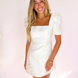 WHITE SHIMMER JACQUARED MINI DERSS