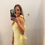 BUTTER YELLOW FLORAL MINI DRESS