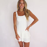 WHITE RUFFLE HEM MINI ROMPER