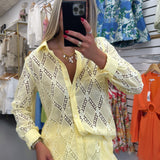 Yellow Embroidered Button Down Set