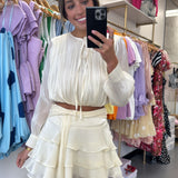 IVORY TIE MIDI RUFFLE SET