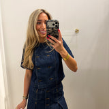 LBK DENIM A LINE ASYMMETRIC BUTTON SET