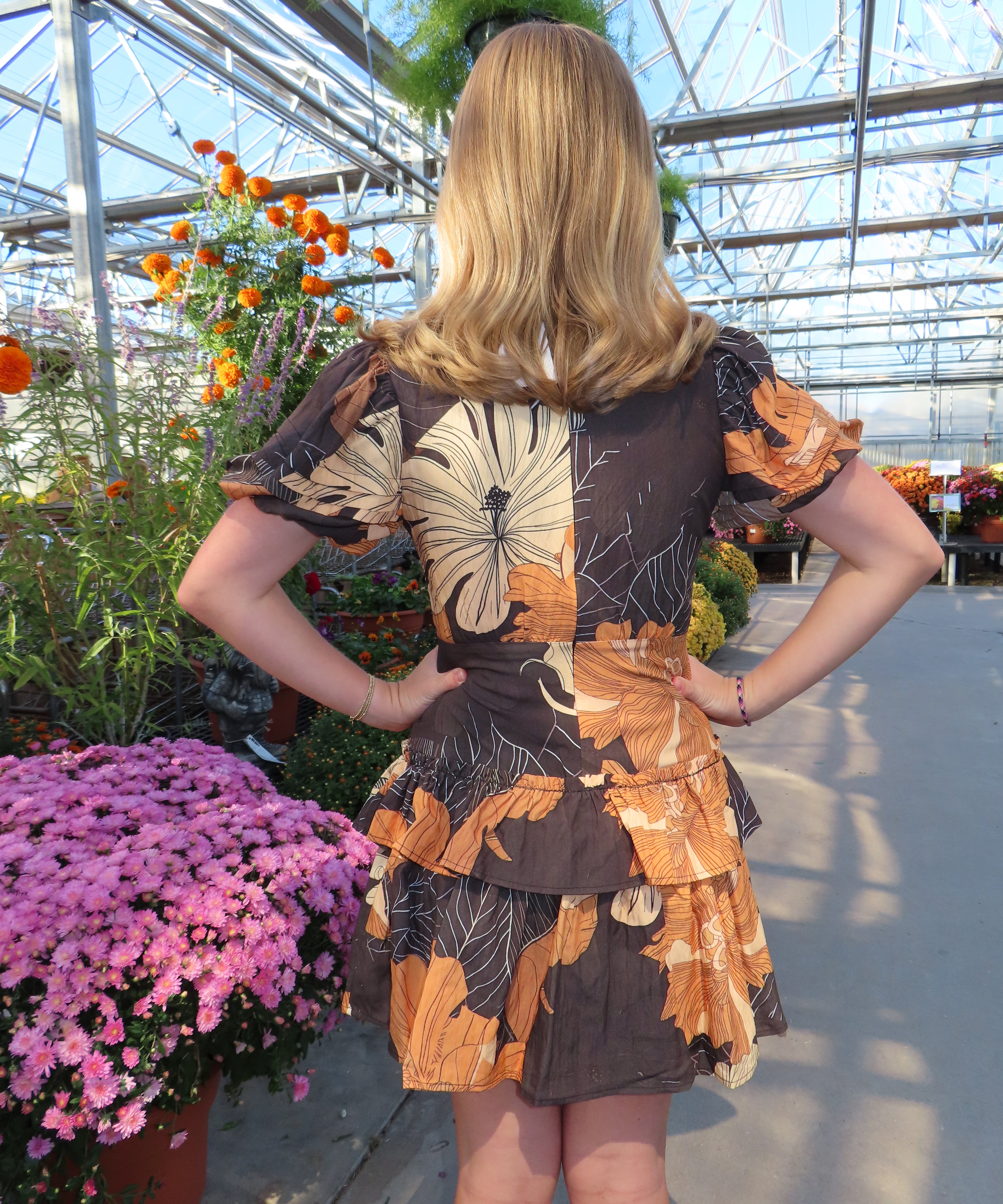 Floral Fitted Cutout Wast Mini Dress