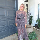 Leopard Animal Print Mesh Maxi Dress