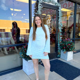 WHITE SEQUIN BOW MINI DRESS (size LARGE left)