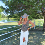 Olive Ruffle Neck Tie Peplum Top