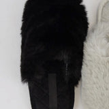 BLACK FUR SLIPPERS