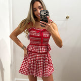 RED & WHITE GINGHAM SKORT SET