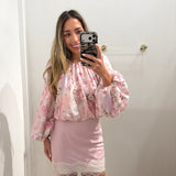 PINK BECCA LACE CHIFFON MINI SKIRT