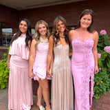 PINK ASYMMETRICAL PLEATED MAXI SET